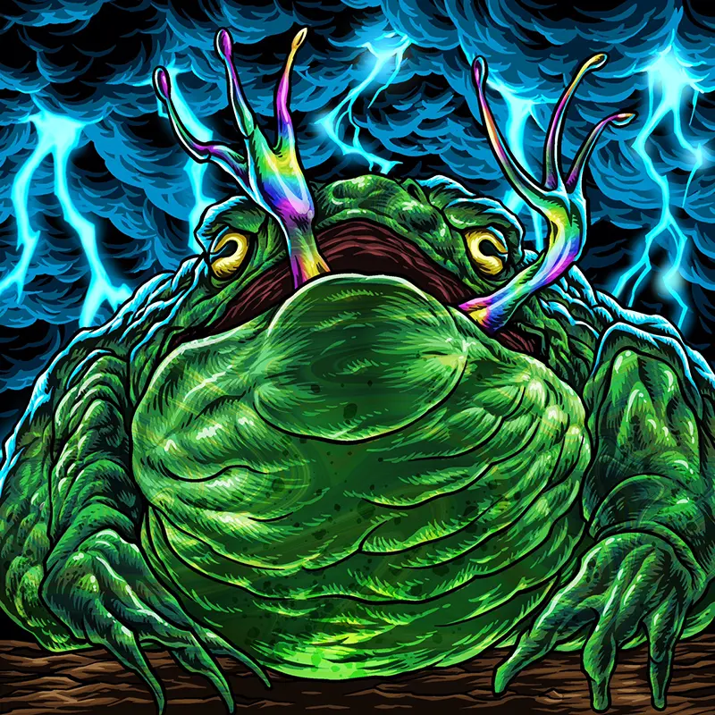 Twisted Toad beneath storm clouds